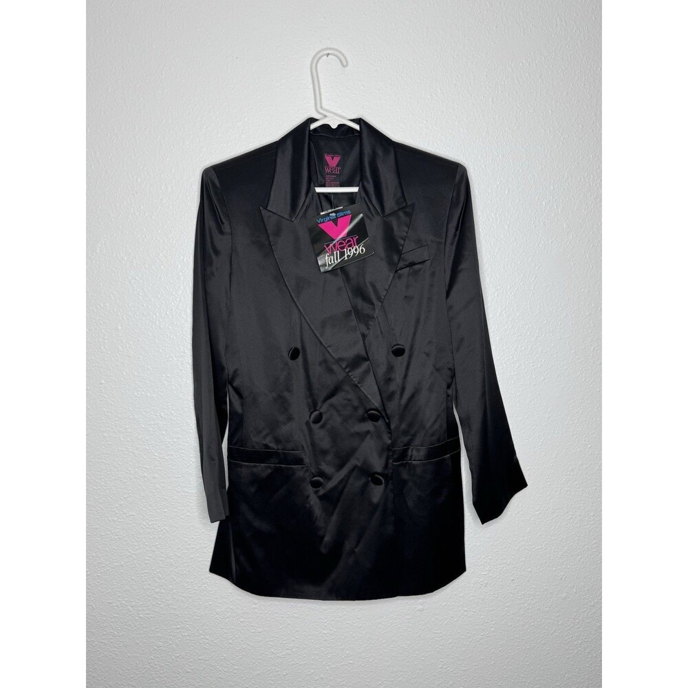 Deadstock VTG Virginia Slims V Wear Black Silk Blazer NWT Womens Small 90's 1996